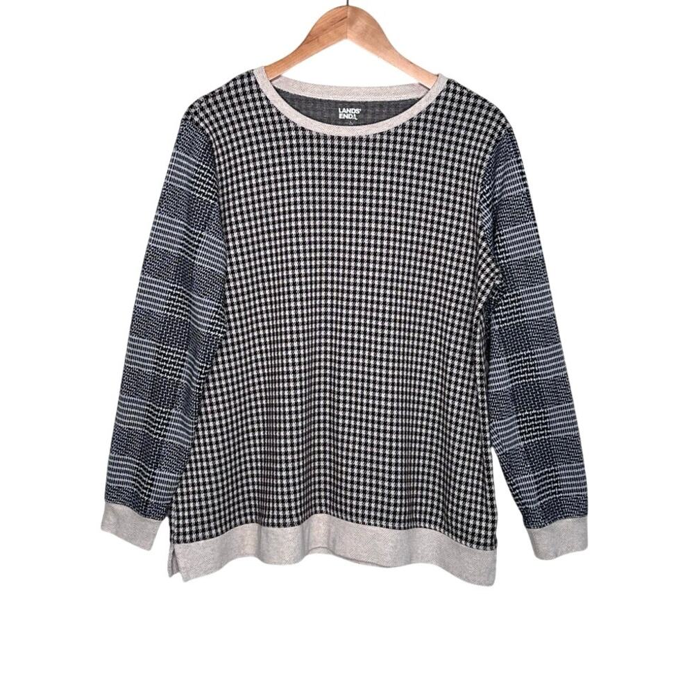 Lands End sport knit jacquard sweatshirt tunic size large